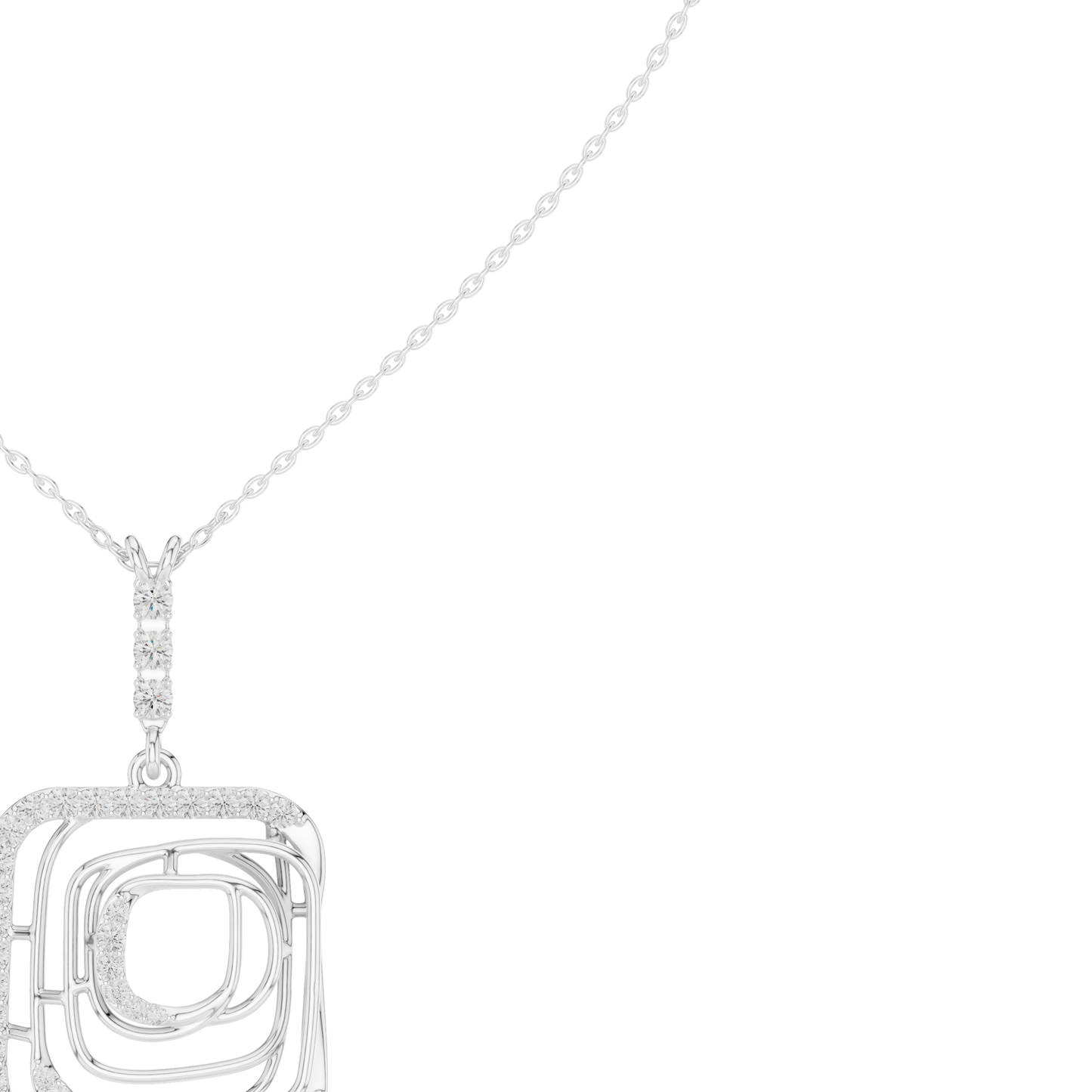 Modernist Square Pendant | Tri Metal Brilliance | Statement Jewelry With Artistic Edge