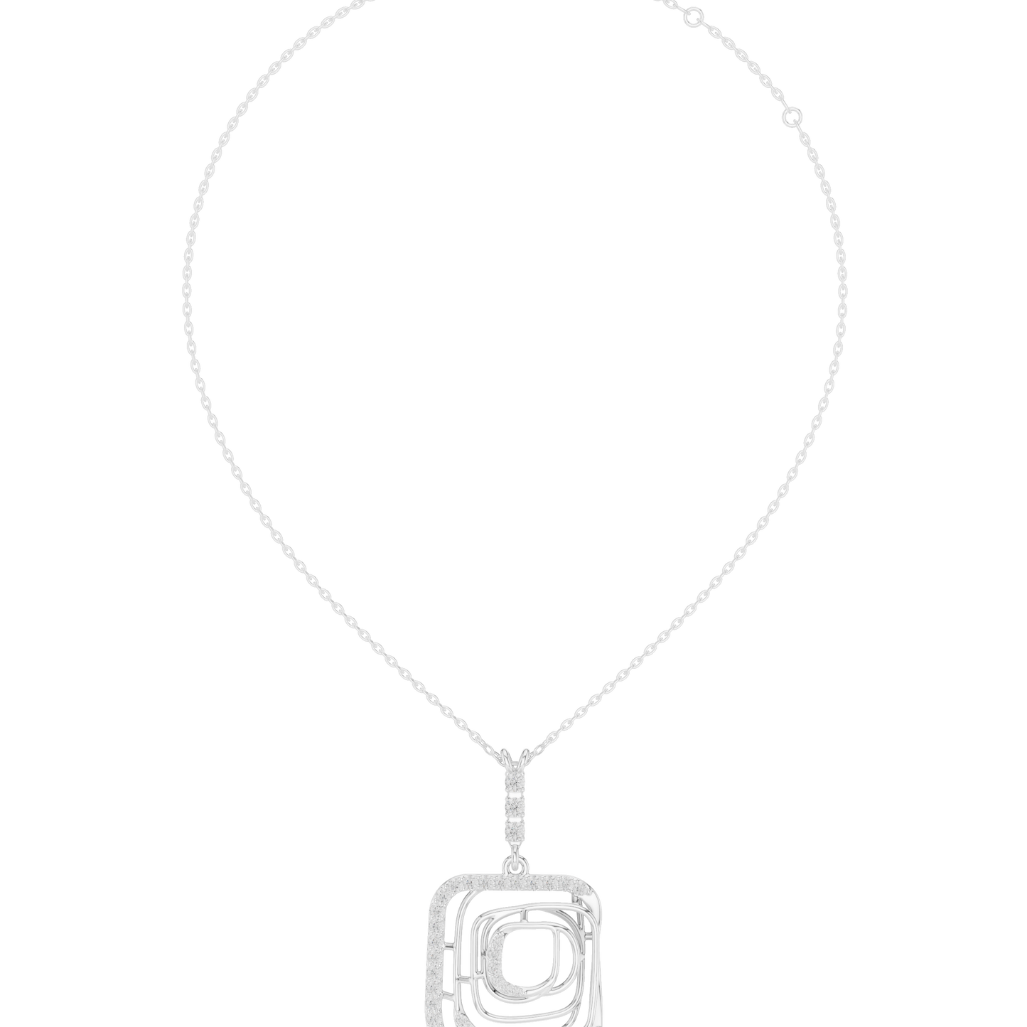Modernist Square Pendant | Tri Metal Brilliance | Statement Jewelry With Artistic Edge