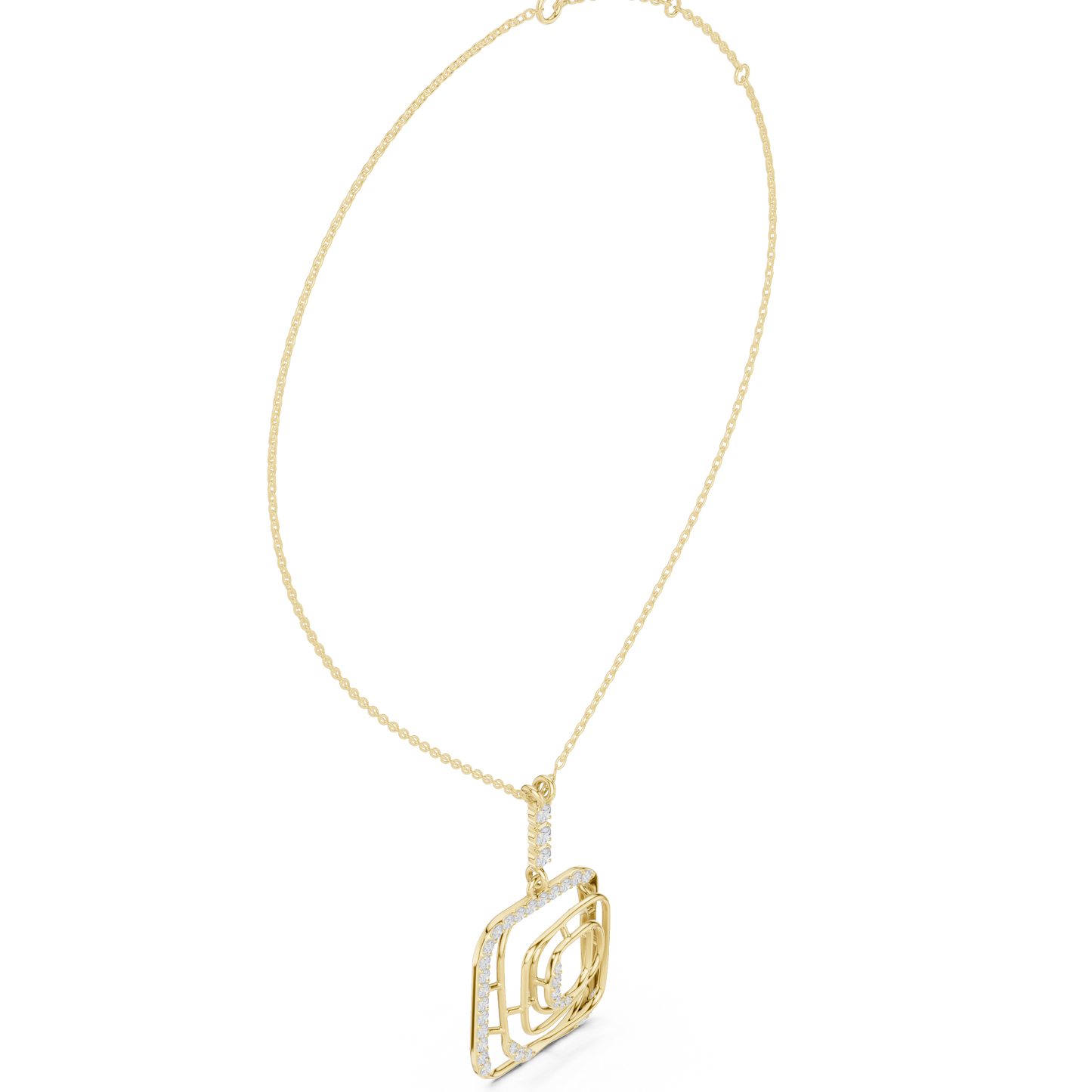 Modernist Square Pendant | Tri Metal Brilliance | Statement Jewelry With Artistic Edge