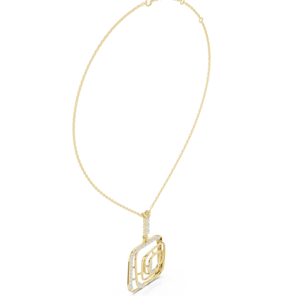 Modernist Square Pendant | Tri Metal Brilliance | Statement Jewelry With Artistic Edge