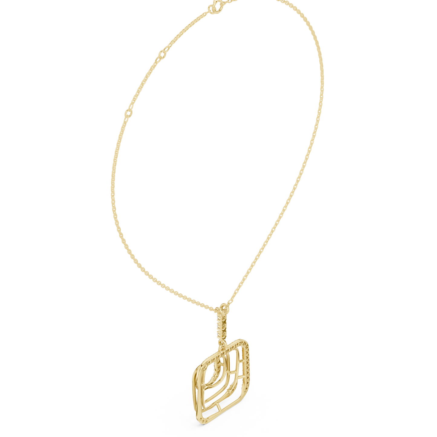 Modernist Square Pendant | Tri Metal Brilliance | Statement Jewelry With Artistic Edge