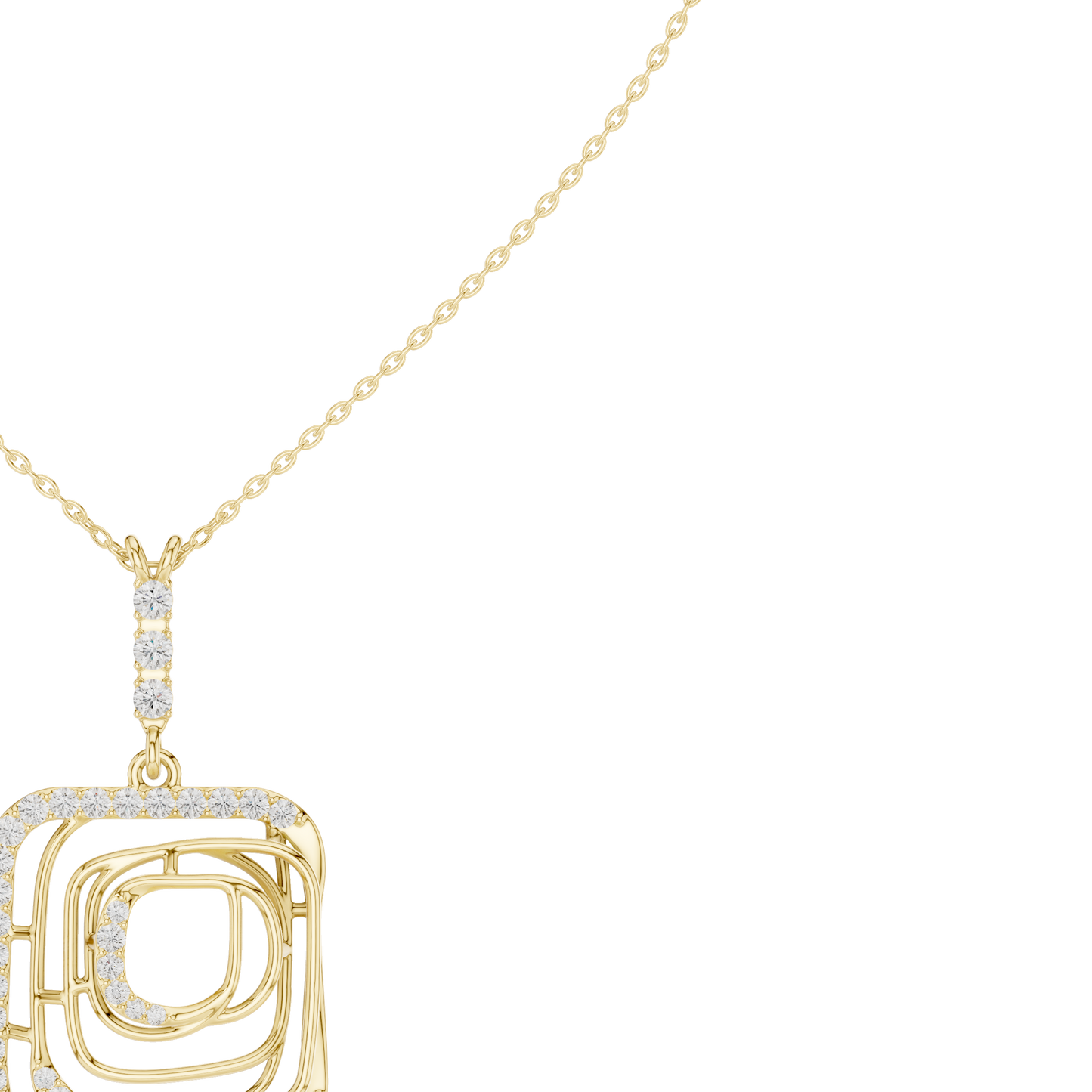 Modernist Square Pendant | Tri Metal Brilliance | Statement Jewelry With Artistic Edge