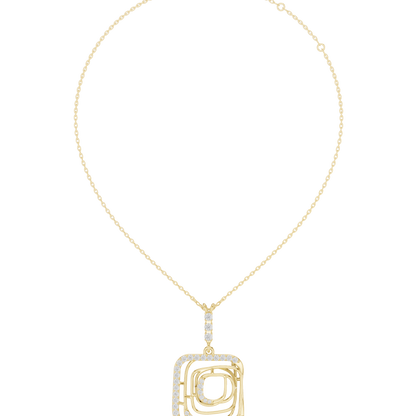 Modernist Square Pendant | Tri Metal Brilliance | Statement Jewelry With Artistic Edge