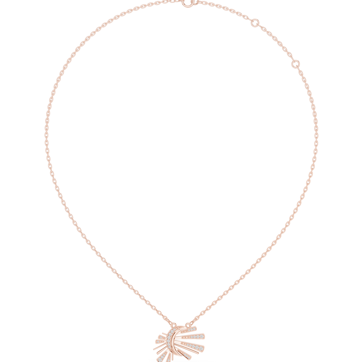 Starlit Crescent Halo Necklace | Elegant Solar Diamond Pendant | Luxury Modern Jewelry Gift Idea