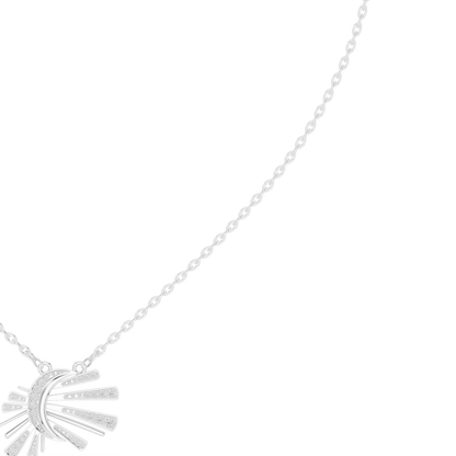 Starlit Crescent Halo Necklace | Elegant Solar Diamond Pendant | Luxury Modern Jewelry Gift Idea