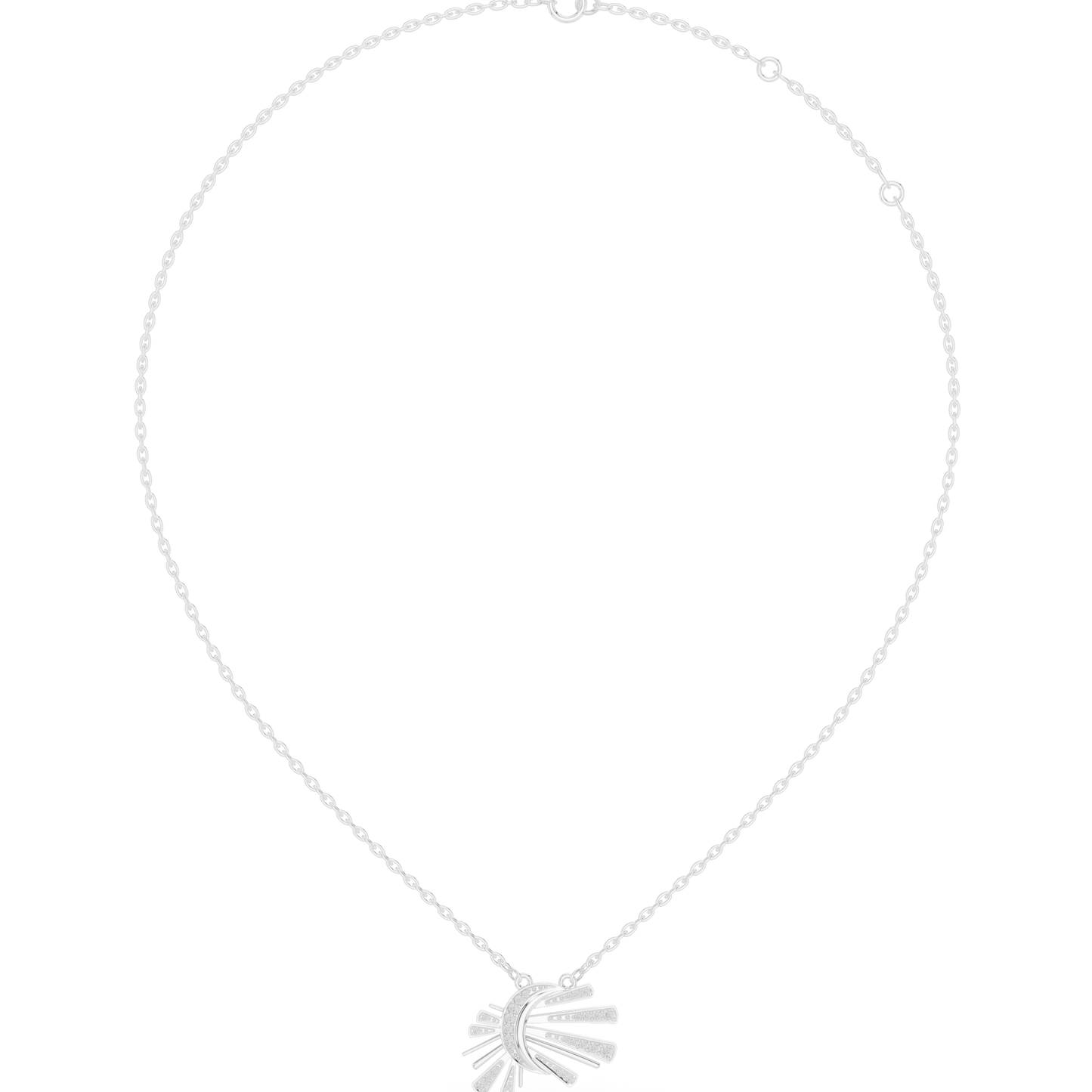 Starlit Crescent Halo Necklace | Elegant Solar Diamond Pendant | Luxury Modern Jewelry Gift Idea