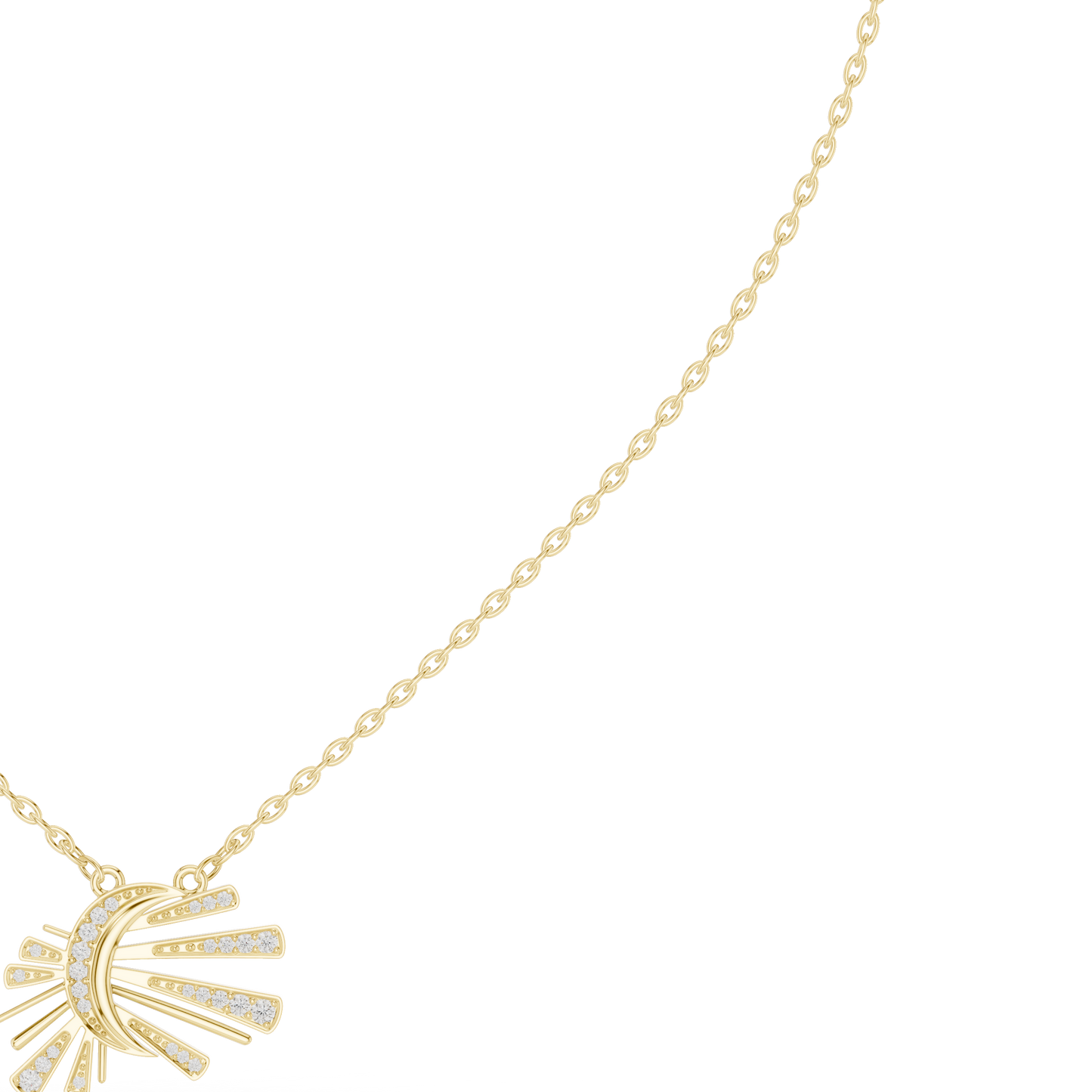 Starlit Crescent Halo Necklace | Elegant Solar Diamond Pendant | Luxury Modern Jewelry Gift Idea