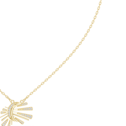 Starlit Crescent Halo Necklace | Elegant Solar Diamond Pendant | Luxury Modern Jewelry Gift Idea