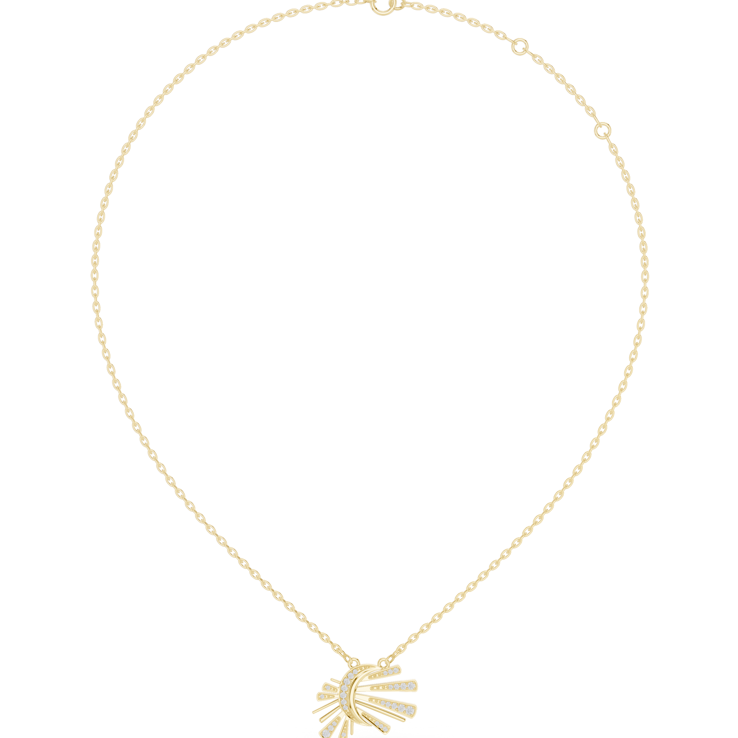 Starlit Crescent Halo Necklace | Elegant Solar Diamond Pendant | Luxury Modern Jewelry Gift Idea