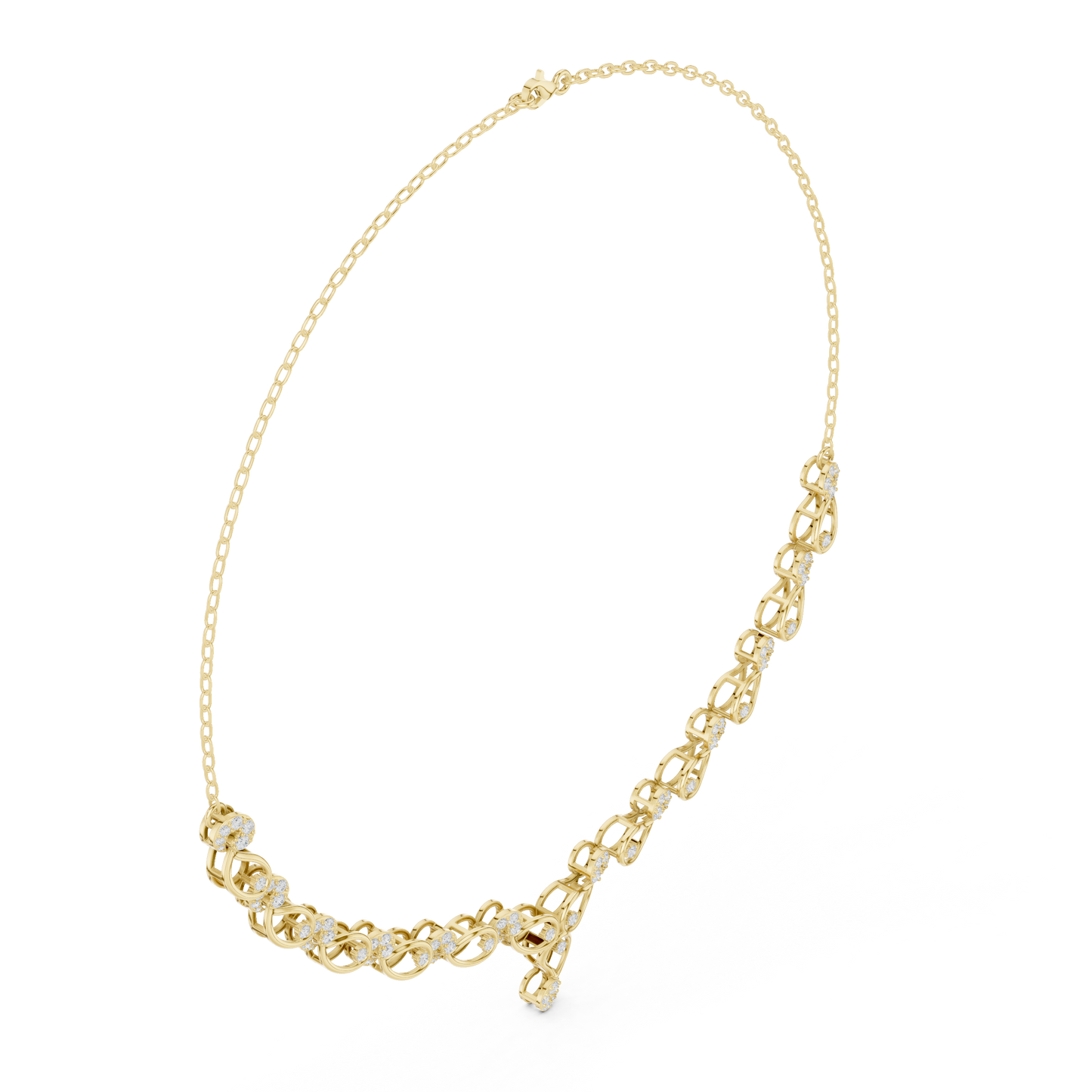 Heavenly Crest Diamond Necklace | Sculpted Gold Infinity Harmony | Ultra Rare Couture Bridal Emblem