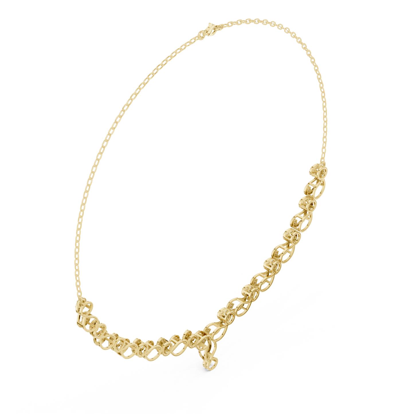 Heavenly Crest Diamond Necklace | Sculpted Gold Infinity Harmony | Ultra Rare Couture Bridal Emblem