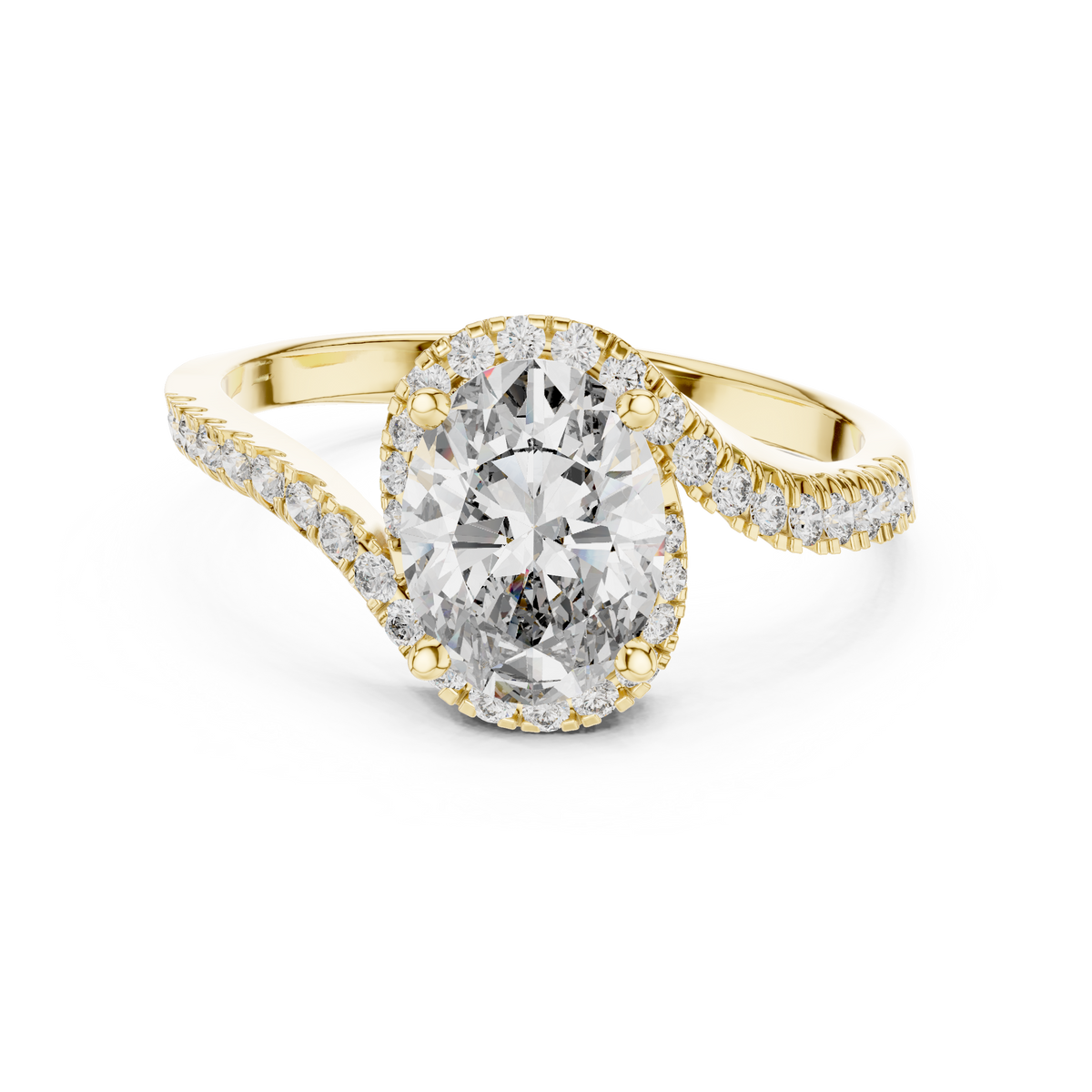 Scale measurement view showing precise 8x6mm oval lab grown diamond dimensions and 2.22mm tapered pave band width with measuring tools in studio setup.

