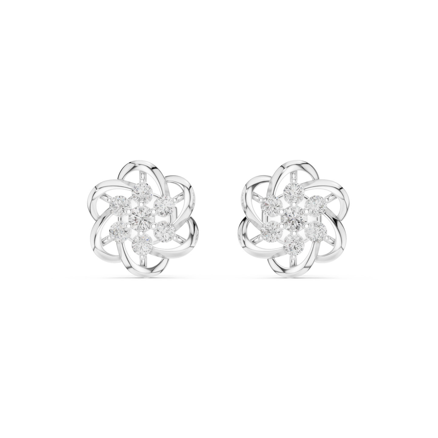 Sculptural luxury diamond earrings - petal setting detail