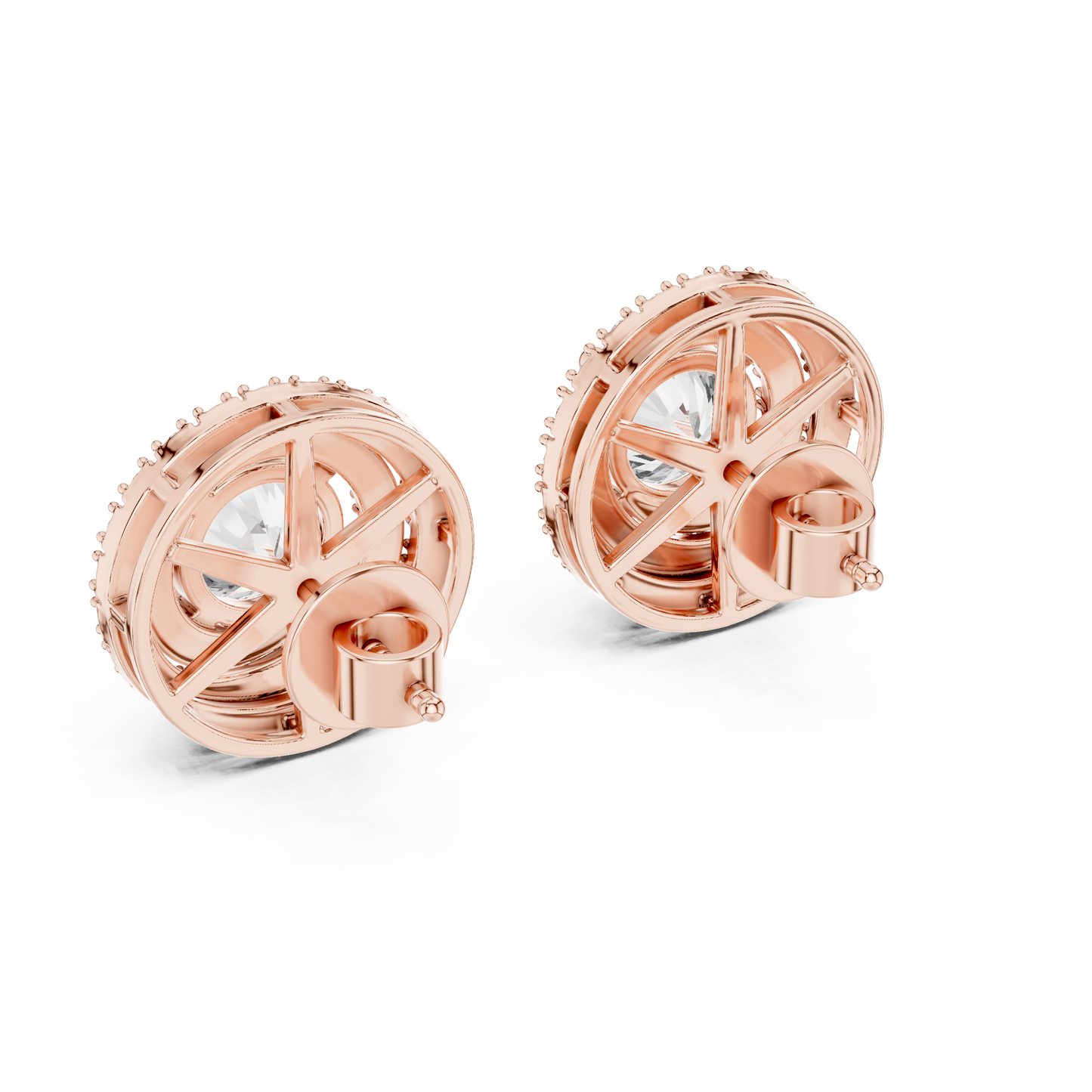 Side Profile of Double Halo Stud Earrings