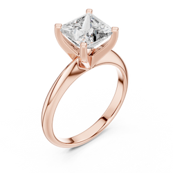 Side angle profile view showing the elevated 4 prong solitaire peg head setting of the 1.5 Carat Princess Cut Lab Grown Diamond. The clean straight shank gold band adds a minimalist touch of sophistication, highlighting the brilliant craftsmanship and superior clarity of the stone for an unforgettable anniversary gift.