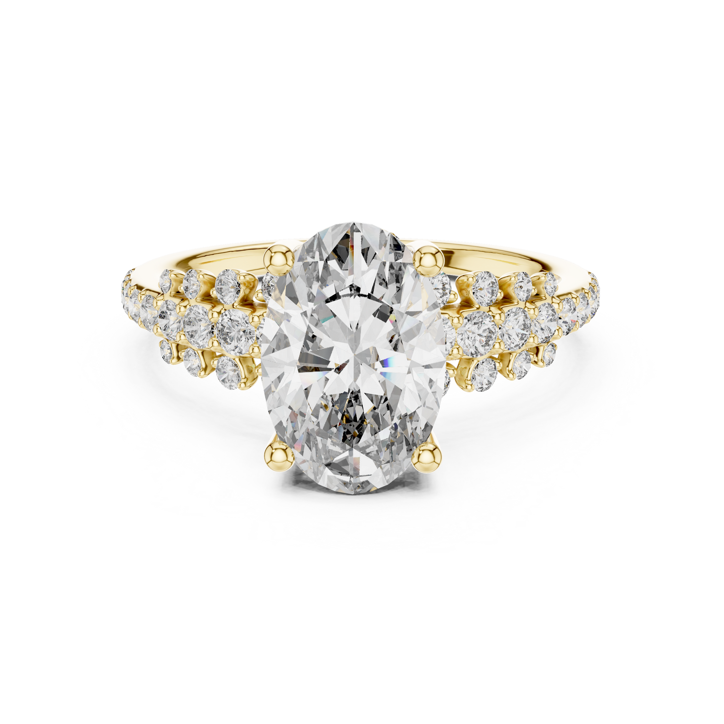 Size Reference Shot Of 2 Carat Oval Lab Grown Diamond Ring With Professional Measurements Display