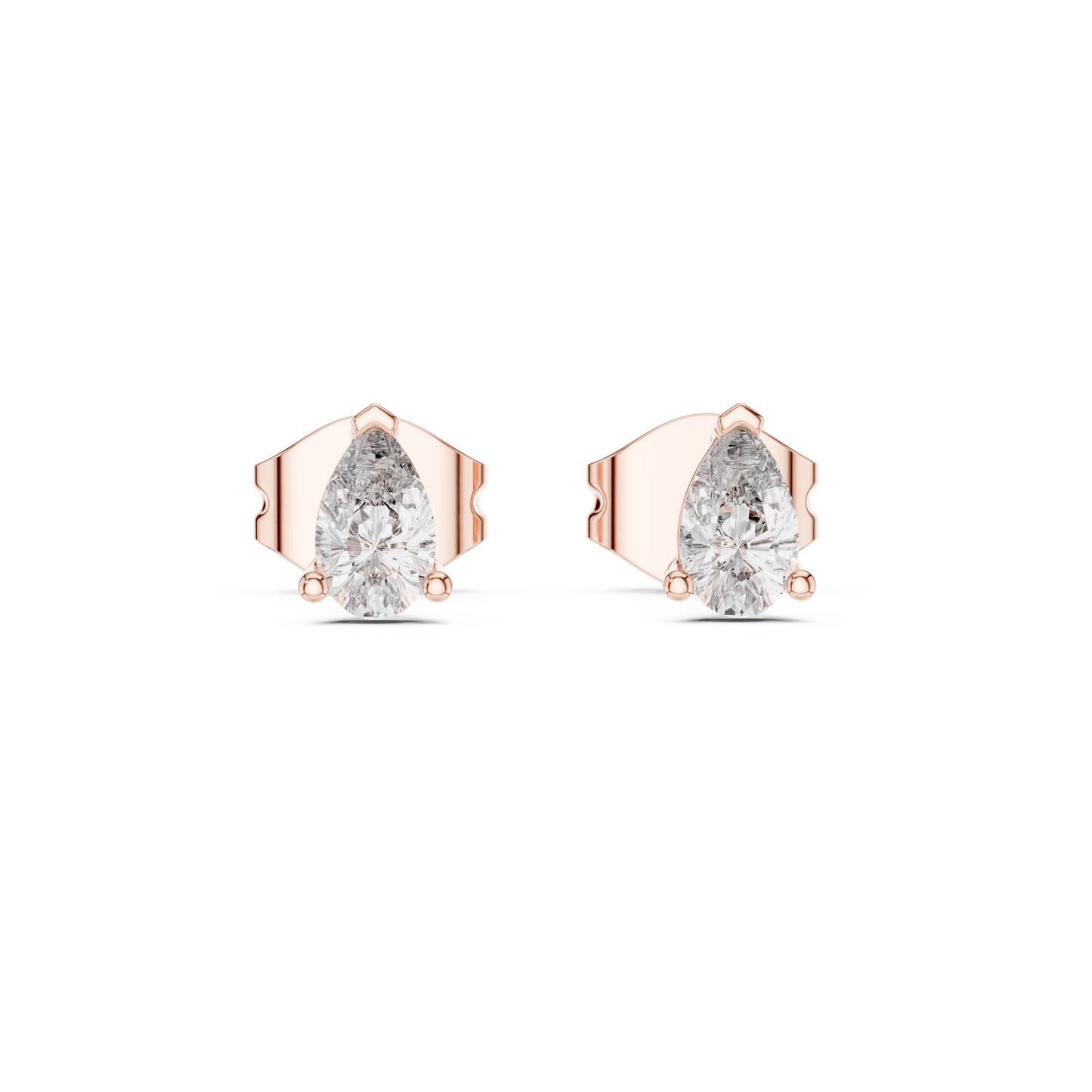 Solid 14K Gold Pear Diamond Earrings Side Angle