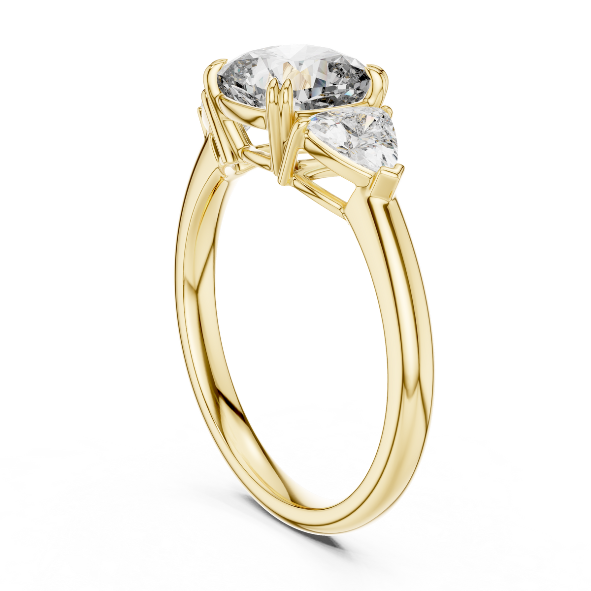 Solid Gold Cushion Cut Diamond Ring Soft Studio Light