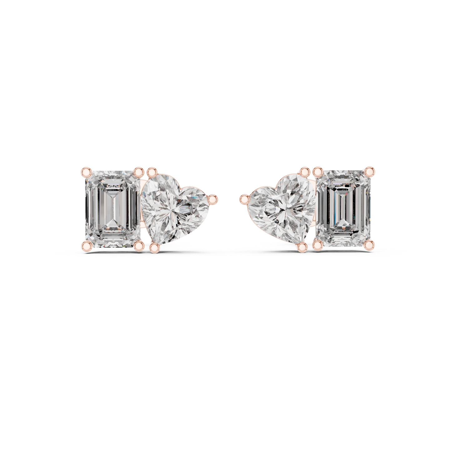 Solid Gold Diamond Stud Earrings Front View