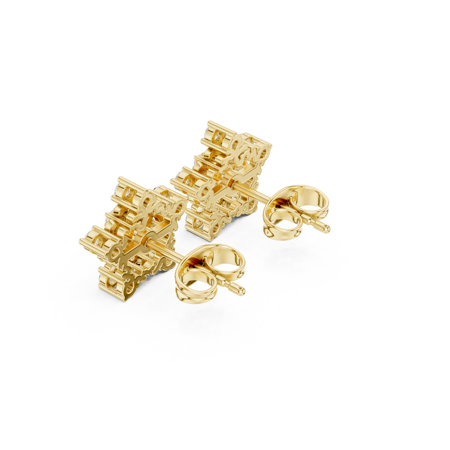 Sophisticated 14K Gold Botanical Flower Earrings Lab Grown Diamond Studs Wedding Jewelry