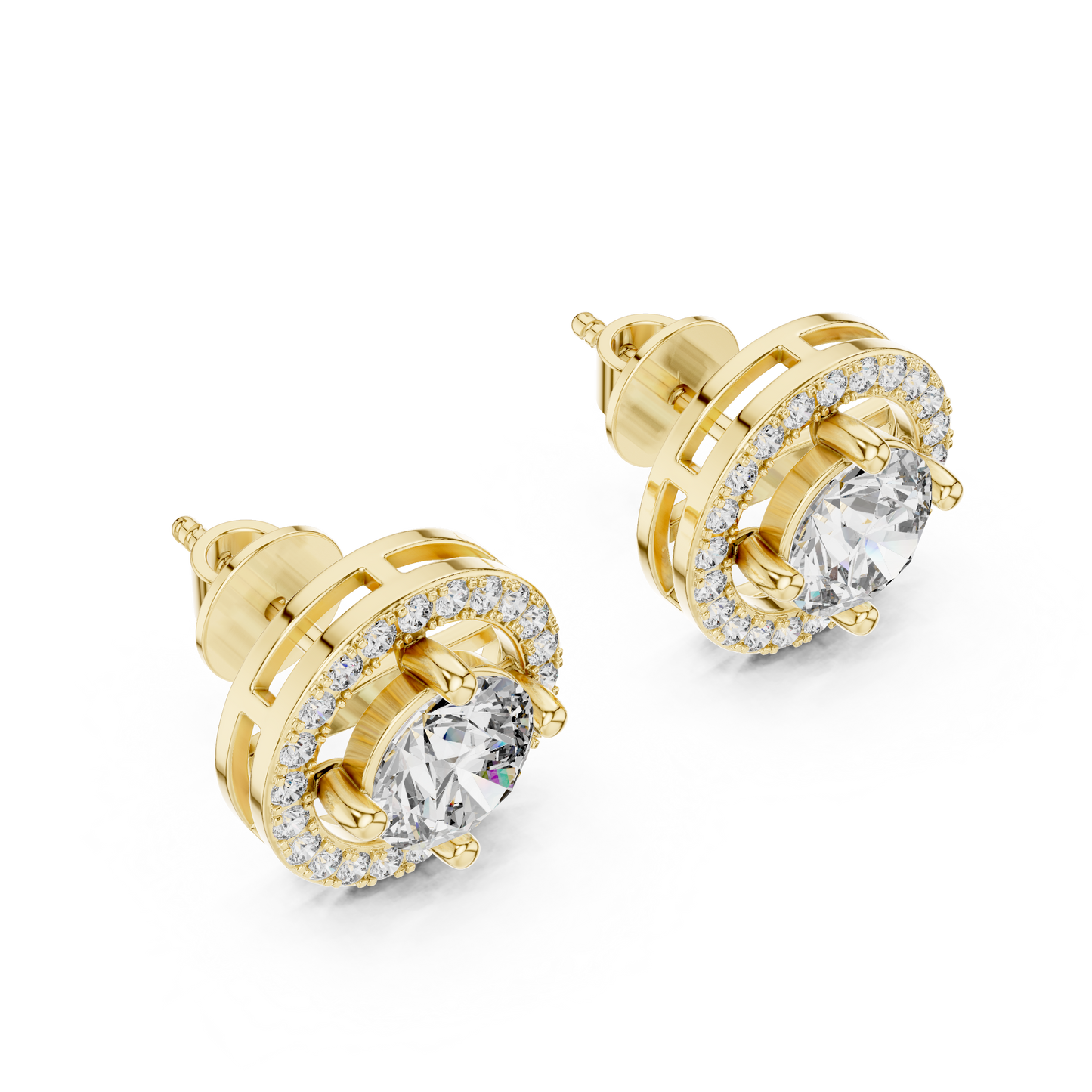 Sparkling Round Diamond Studs Top View