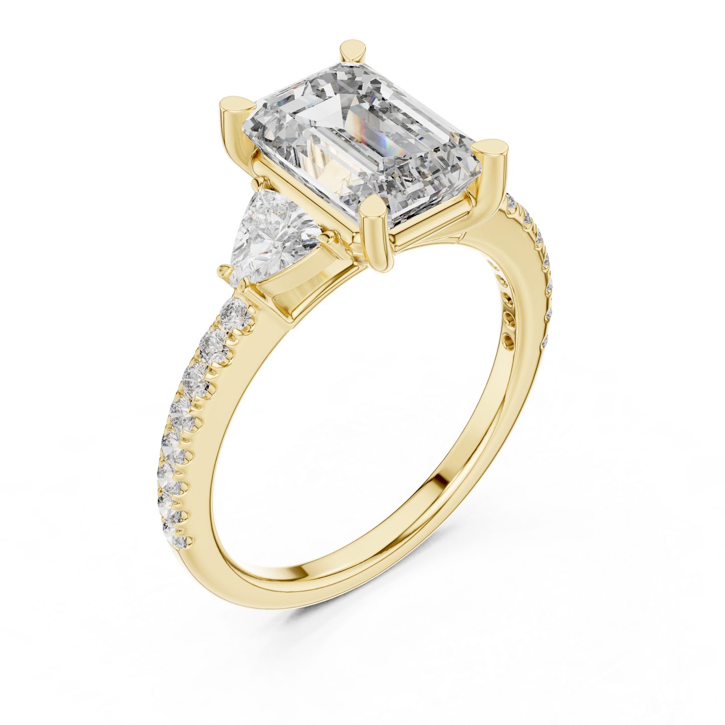 Stunning 14K Gold Emerald Cut Lab Grown Diamond Ring For Her Anniversary Or Promise Ring Gift Idea High Quality