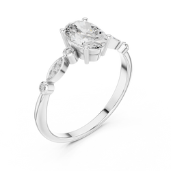 Sunlight Sparkle View Oval Lab Diamond Gold Ring