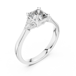 Tapered Shank Three Stone Ring Detail