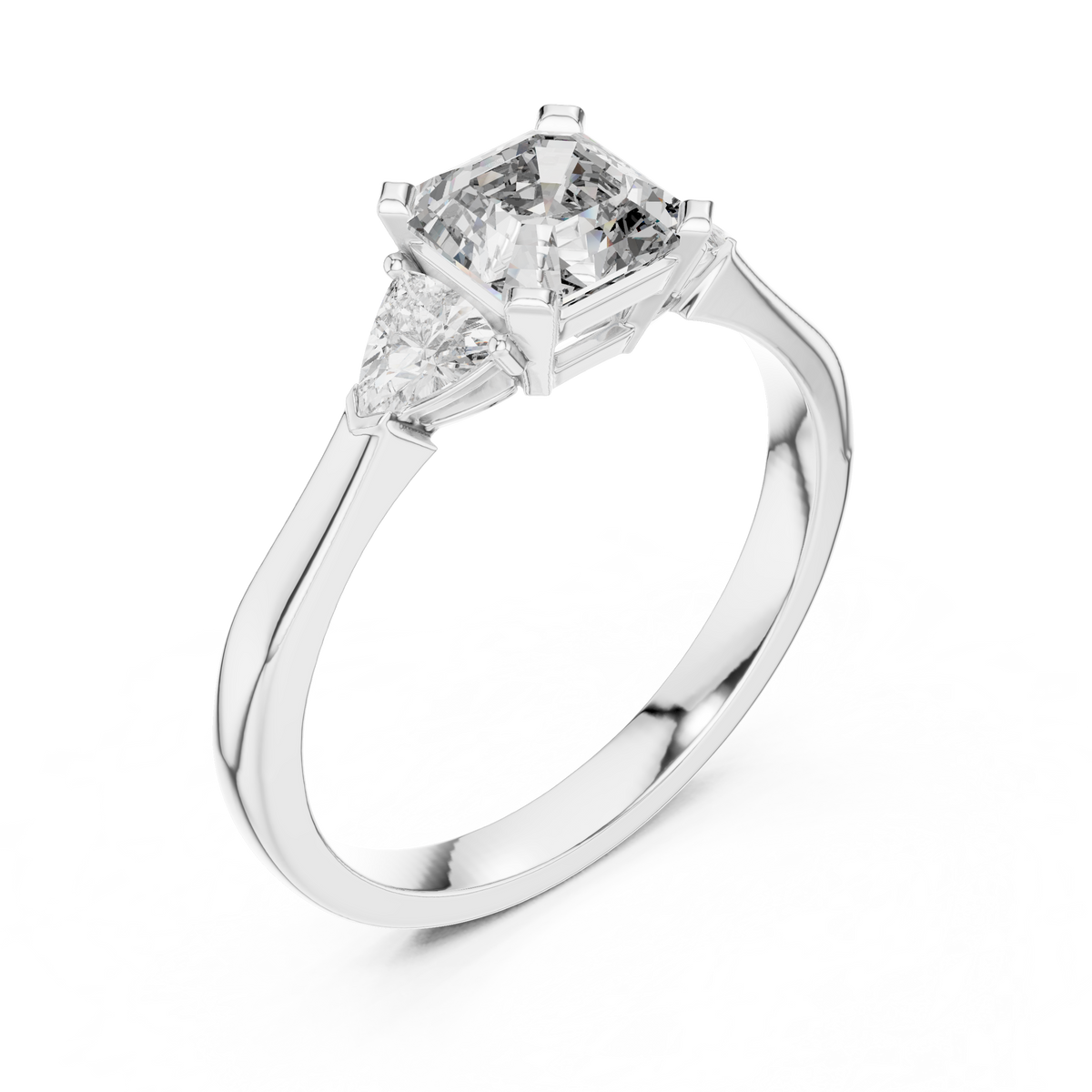 Tapered Shank Three Stone Ring Detail