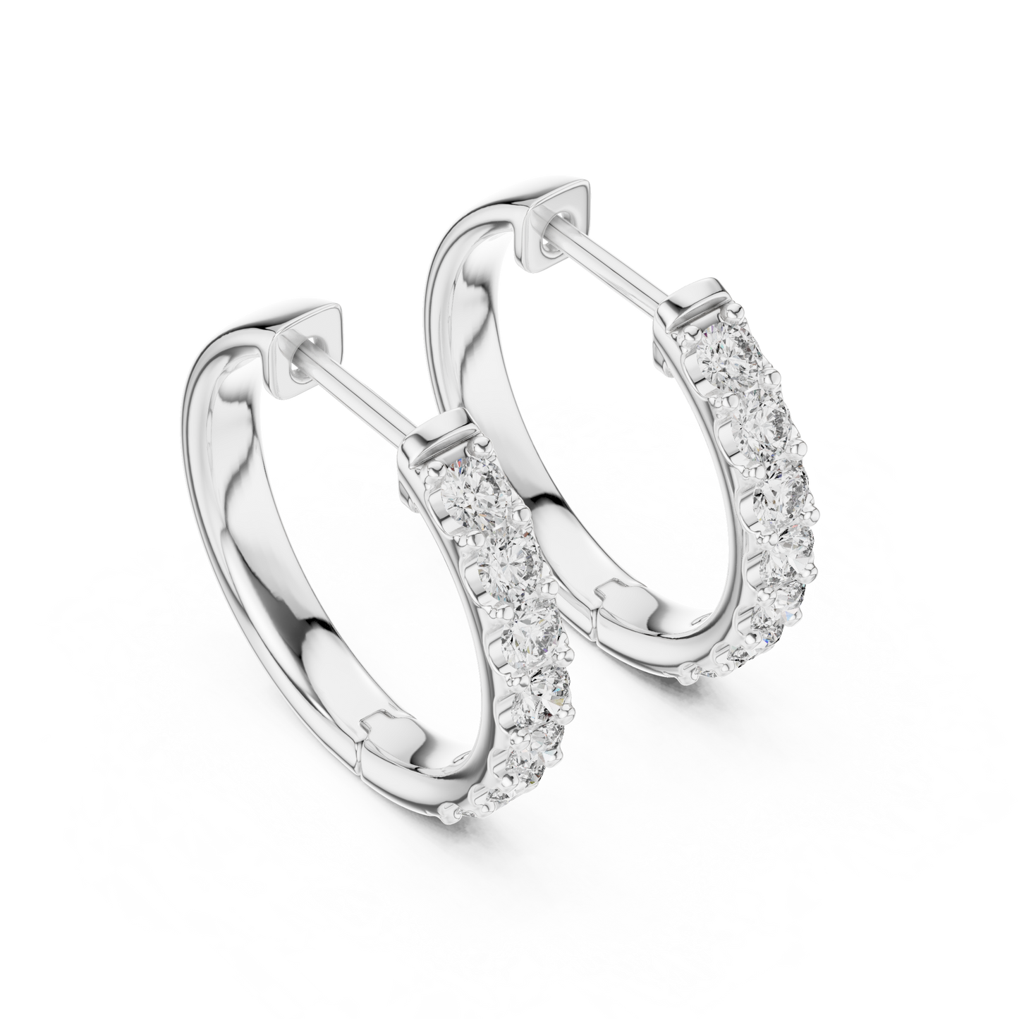 Thickness Measurement 2.98mm View of Solid Gold Huggie Hoops in silver
