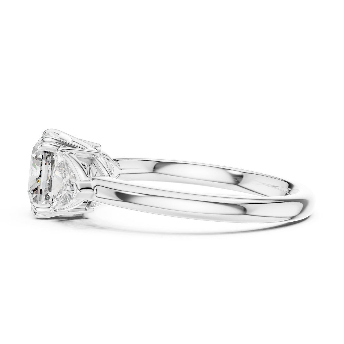 Three Stone Diamond Engagement Ring Stacked Wedding Band