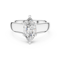 Top Down View Of Marquise Lab Diamond Solitaire Ring Featuring Premium 14K Gold Band Minimalist Design From HB Prestige Jewels