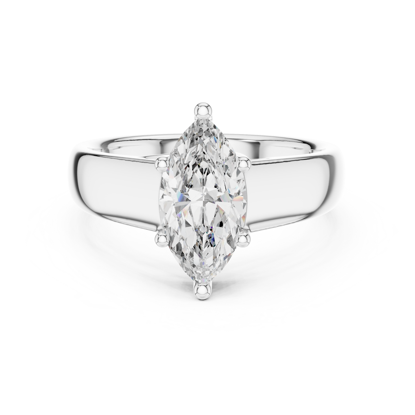 Top Down View Of Marquise Lab Diamond Solitaire Ring Featuring Premium 14K Gold Band Minimalist Design From HB Prestige Jewels