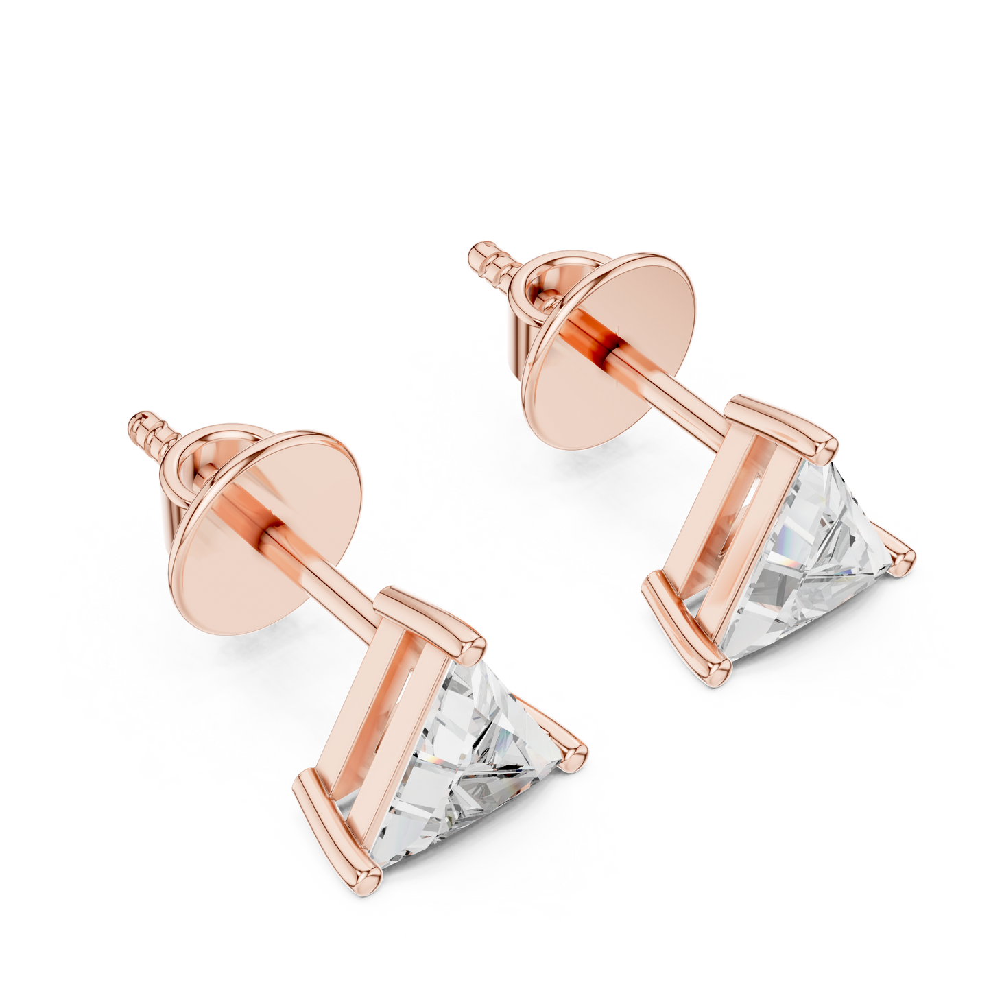 Triangle Moissanite Stud Earrings Front View