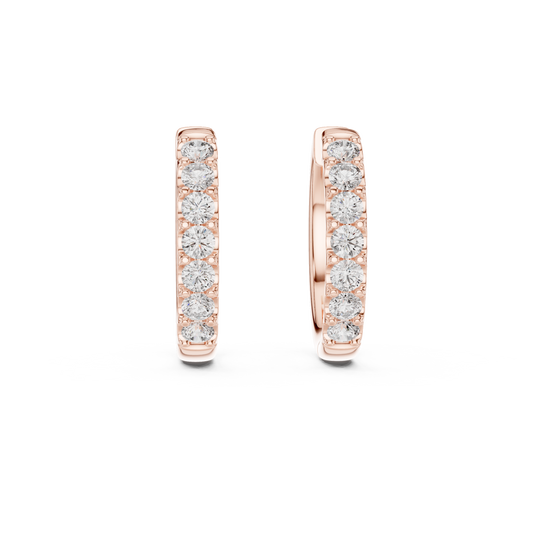 U-Cut Setting Round Lab Diamond Huggie Earrings Close-Up Detail