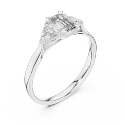 Undergallery detail angle showcasing the polished collet settings and comfortable inner band finish of this luxury lab grown diamond anniversary ring.

