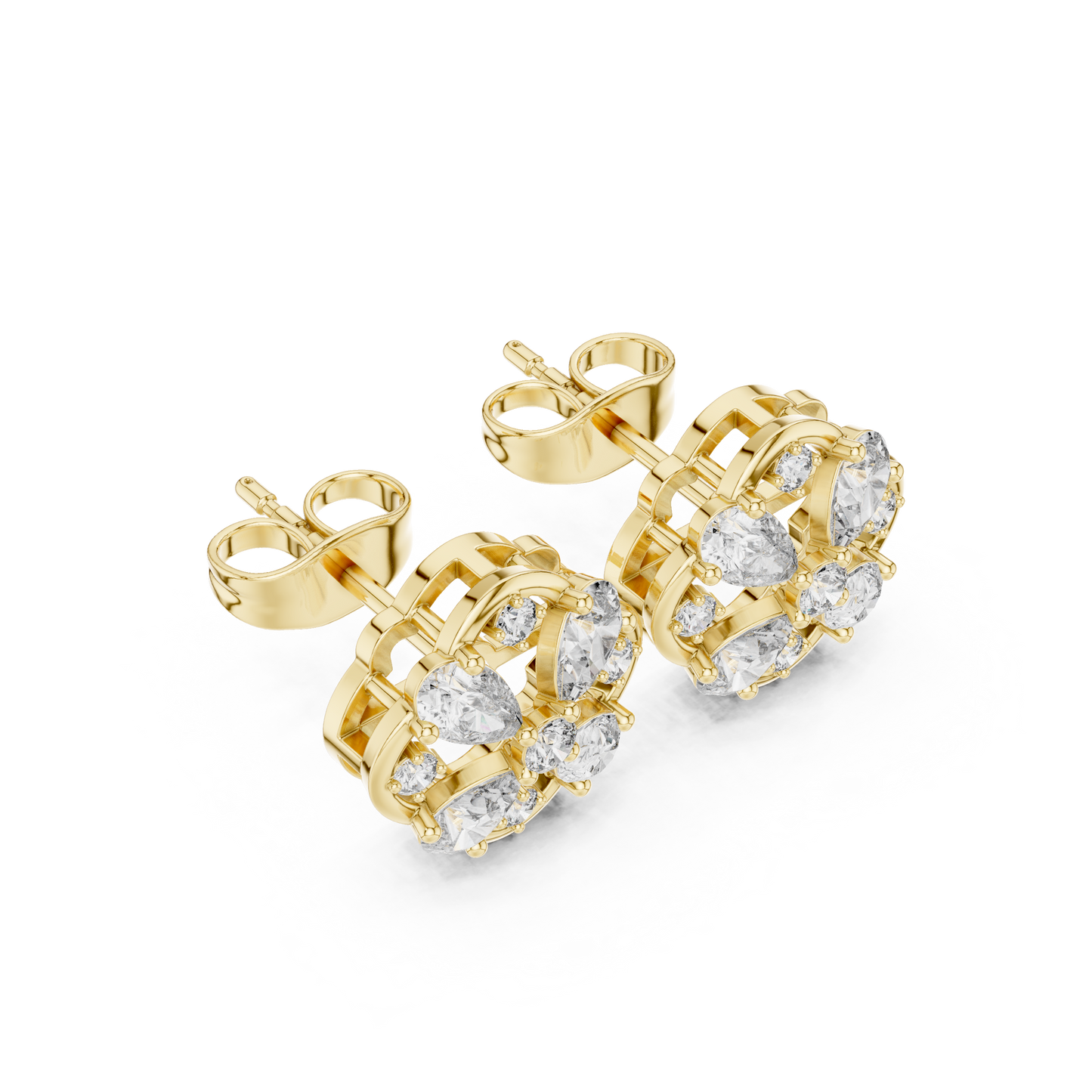 Unique Floral Cluster Earrings Lab Grown Diamond Jewelry 14K Gold Gift for Her Cluster Diamond Earrings | 14K Gold Flower Studs | Lab Grown Diamond Earrings | Floral Stud Earrings | Anniversary Gift | Gifts For Her Bridal Wedding Band Matching Pair Stacking Style Showcase View Luxury Stud Earrings Fine Jewelry Gift HB Prestige Jewels