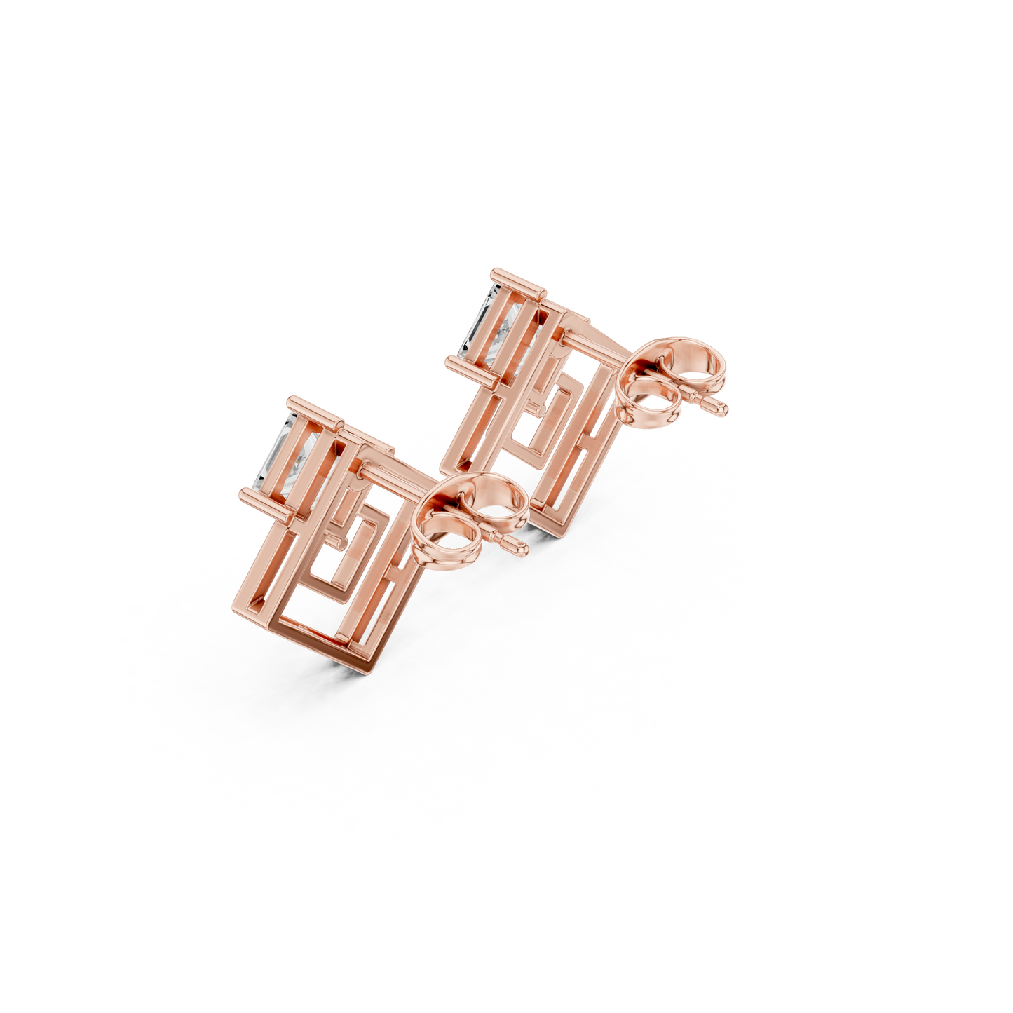 Unique Geometric Princess Cut Earrings Solid 925 Sterling Silver Jewelry Gift Set