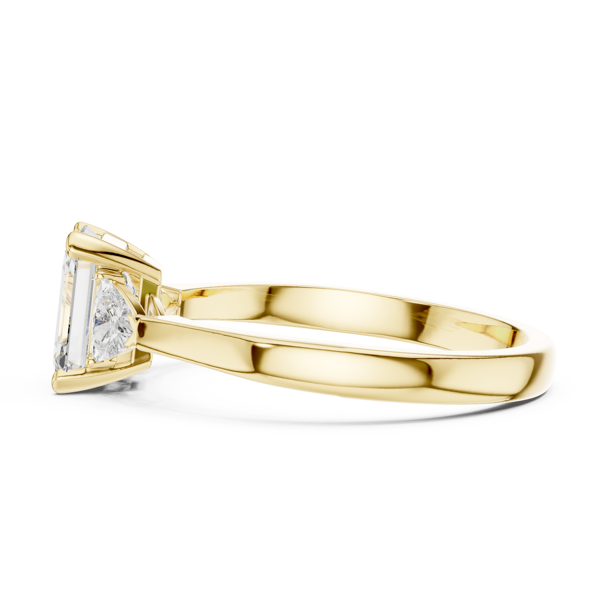 Velvet ring box open perspective with the 14K Gold Emerald Cut Diamond Ring centered as a gift for her perfectly capturing the sentiment of a promise ring for special moments

