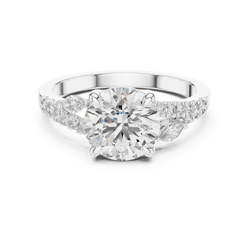 View of the inner shank of the 14K Gold ring showing the stamp and smooth polished band design perfect for comfortable everyday wear as a wedding engagement ring

