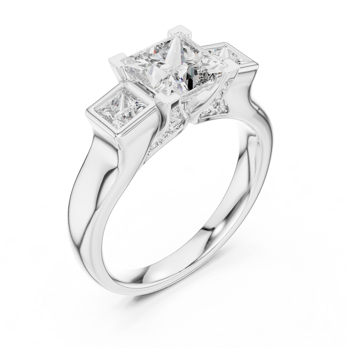Workshop craftsmanship detail shot focusing on the delicate basket under gallery of the ring showing the hand polished 14K gold finish and the secure prongs for buyers who appreciate the technical engineering behind premium artisan jewelry making.

