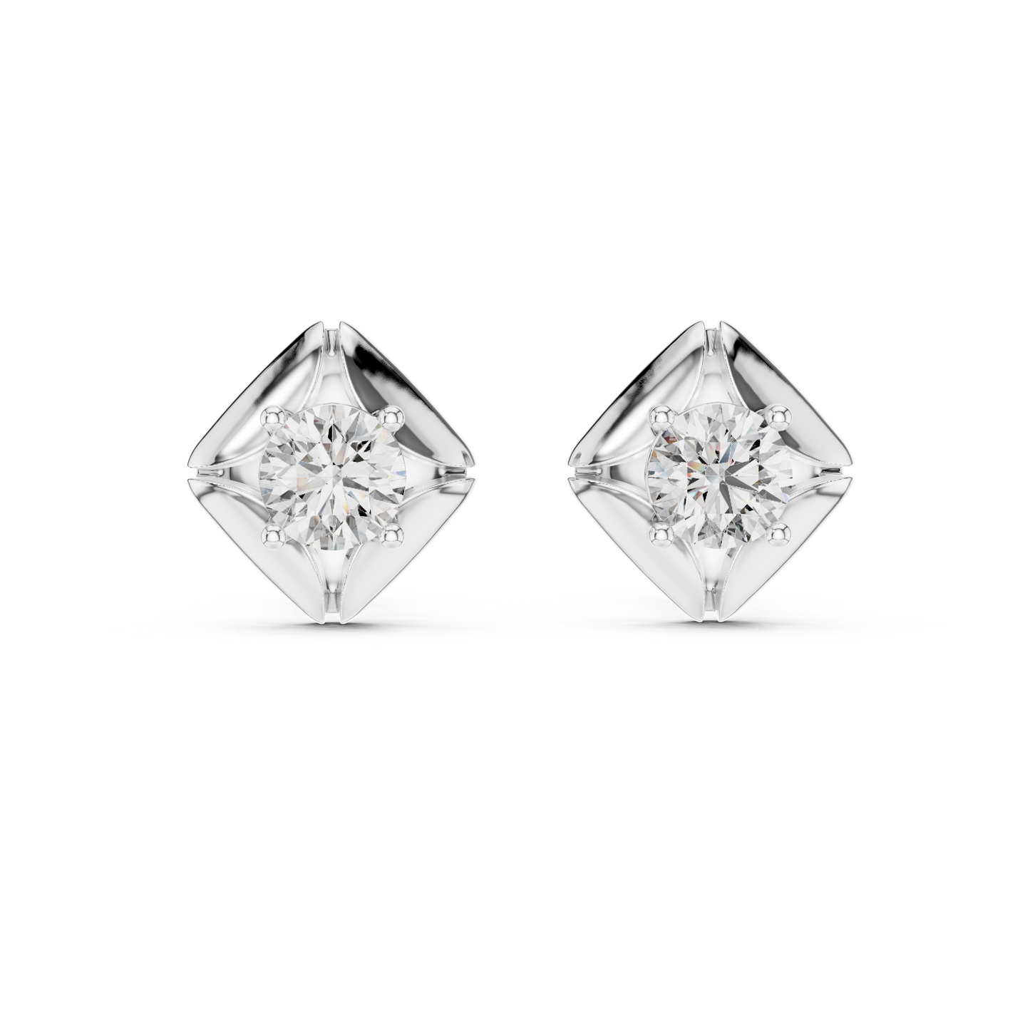 Yellow Gold Solitaire Studs Back Post View