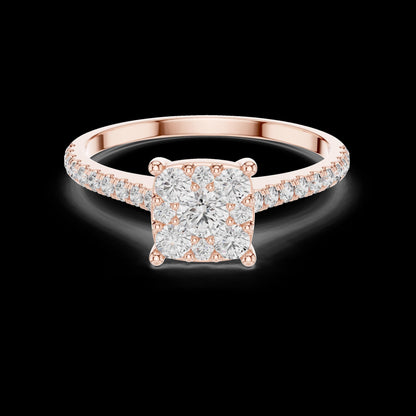 Cluster Diamond Engagement Ring • Dainty Pave Band • Sparkling Promise Ring • Elegant Bridal Jewelry