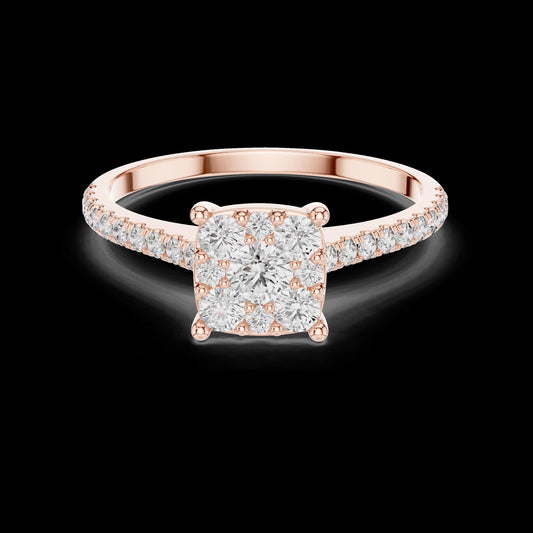 Cluster Diamond Engagement Ring • Dainty Pave Band • Sparkling Promise Ring • Elegant Bridal Jewelry