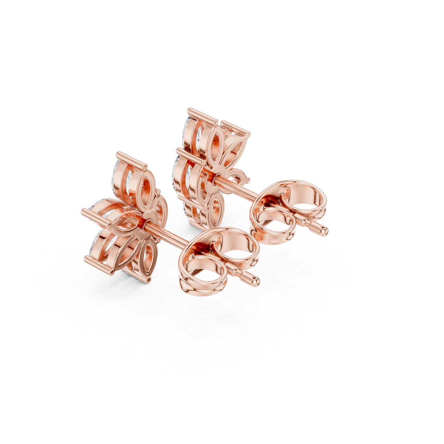 Butterfly cluster stud earrings with marquise lab grown diamonds in white gold offering timeless beauty and exceptional brilliance for weddings and special occasions.