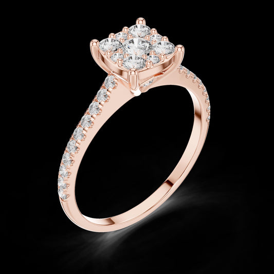 Cluster Diamond Engagement Ring • Dainty Pave Band • Sparkling Promise Ring • Elegant Bridal Jewelry