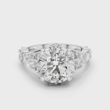 2.50ct Round Lab-Grown Diamond Engagement Ring |  Rose Gold  Bridal Multi-Stone Diamond | Cluster Designer Women