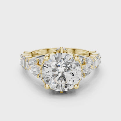 2.50ct Round Lab-Grown Diamond Engagement Ring |  Rose Gold  Bridal Multi-Stone Diamond | Cluster Designer Women