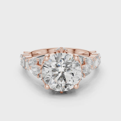 2.50ct Round Lab-Grown Diamond Engagement Ring |  Rose Gold  Bridal Multi-Stone Diamond | Cluster Designer Women