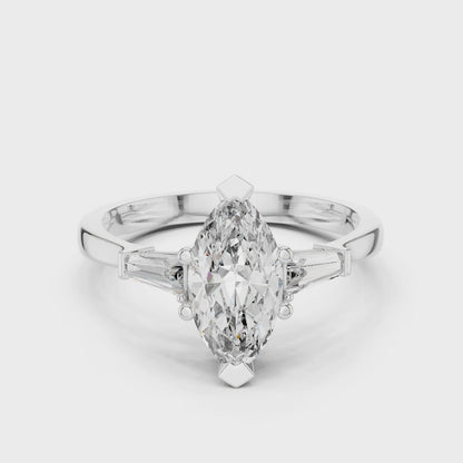 1.00Ct Pear-Cut Three-Stone Diamond Engagement Ring – Elegant, Timeless & Romantic